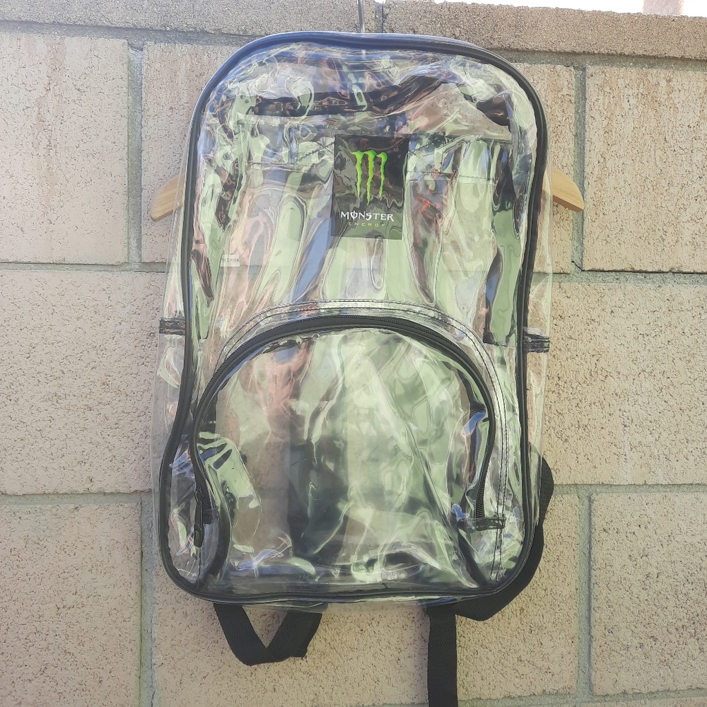 Monster Energy Drink Clear Transparent Backpack Stadium Approved Unisex 11 x 17